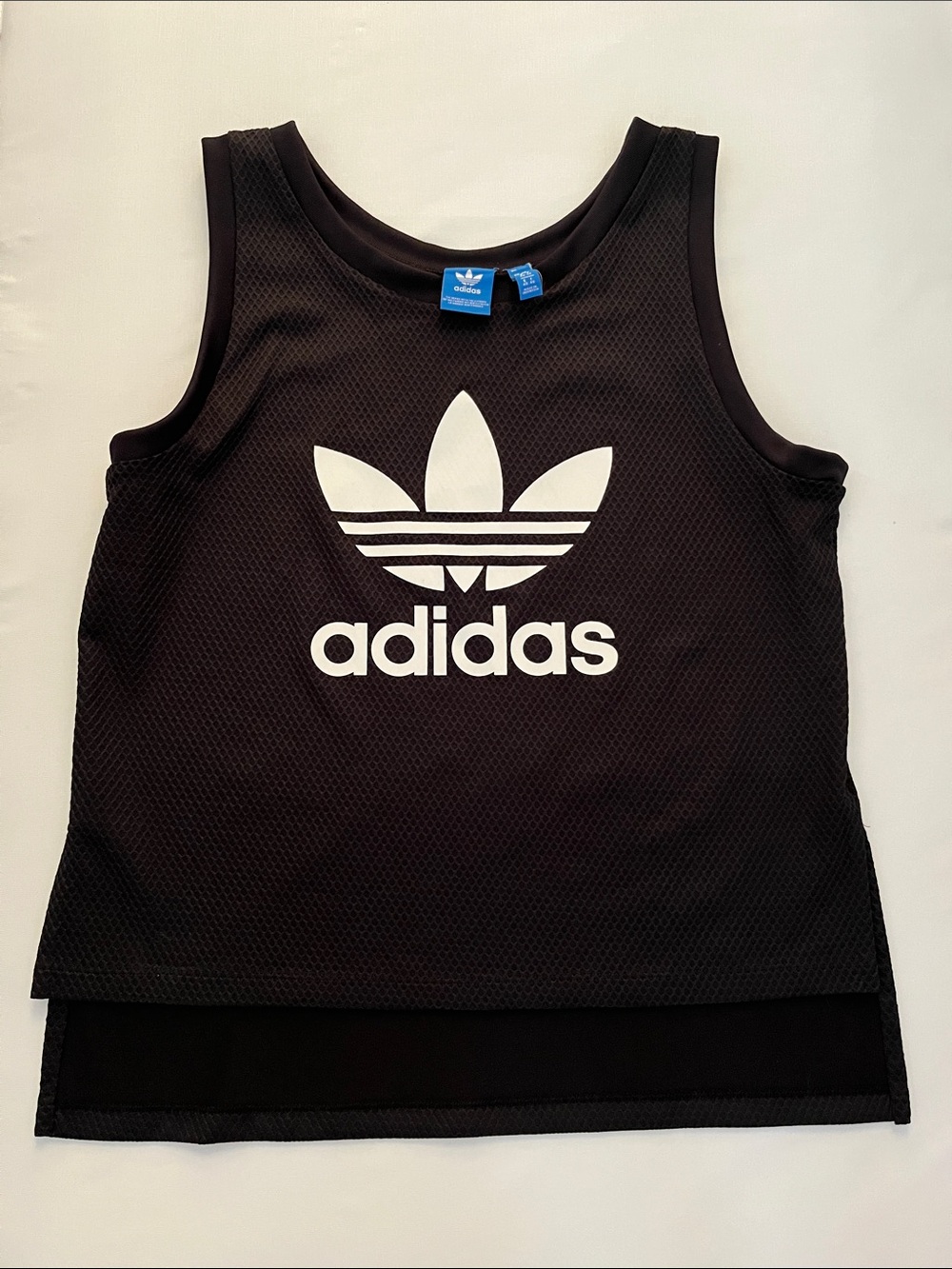 adidas Black Tank Top with White Trefoil Logo